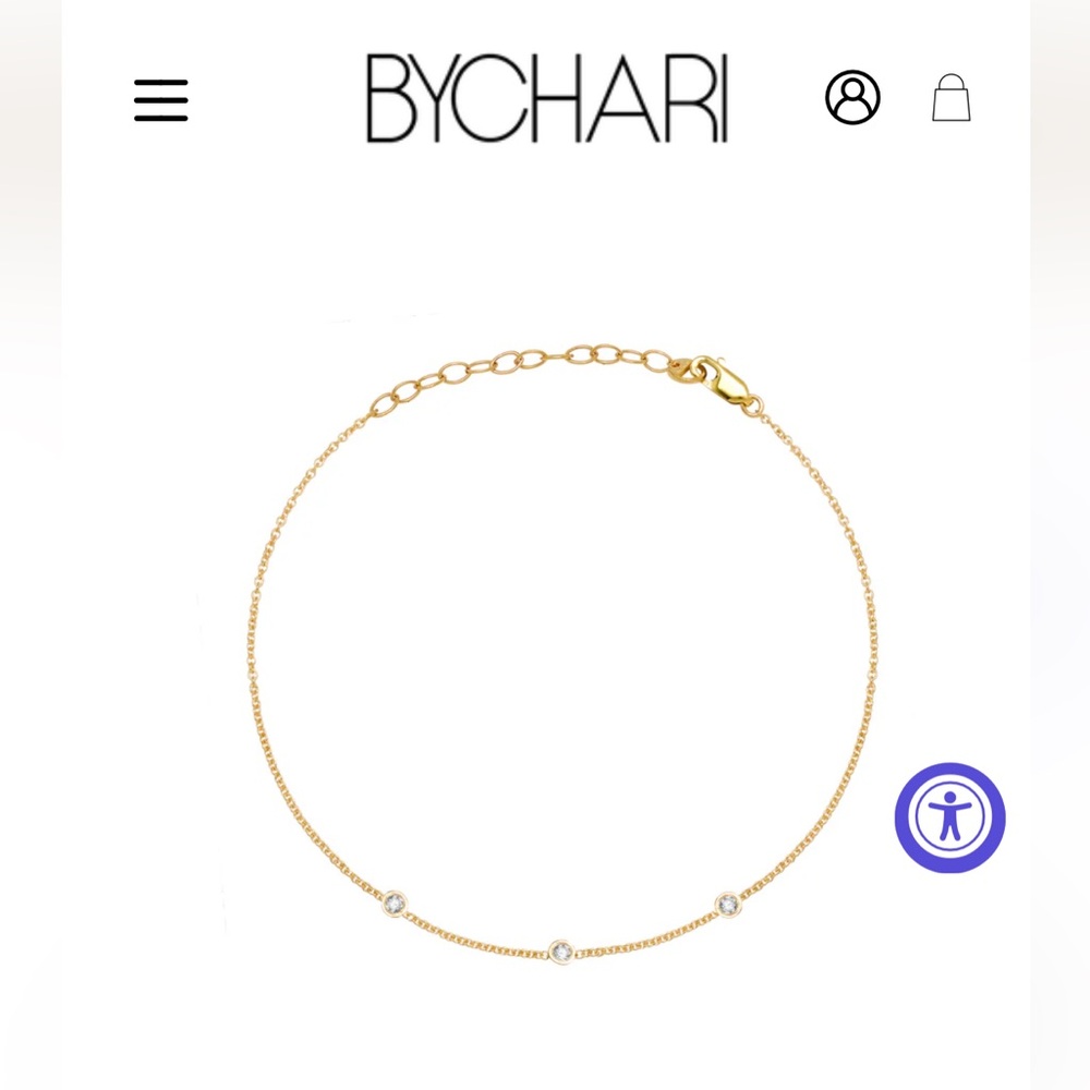 BYCHARI 14k Gold Anklet with Diamond Accents